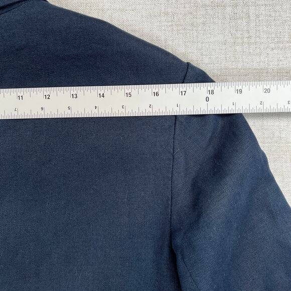 Eddie Bauer Linen Blazer Jacket Men's M Tall Navy Blue 3 Button Sport Coat - Picture 9 of 11